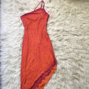 Scala orange/pink long dress XS